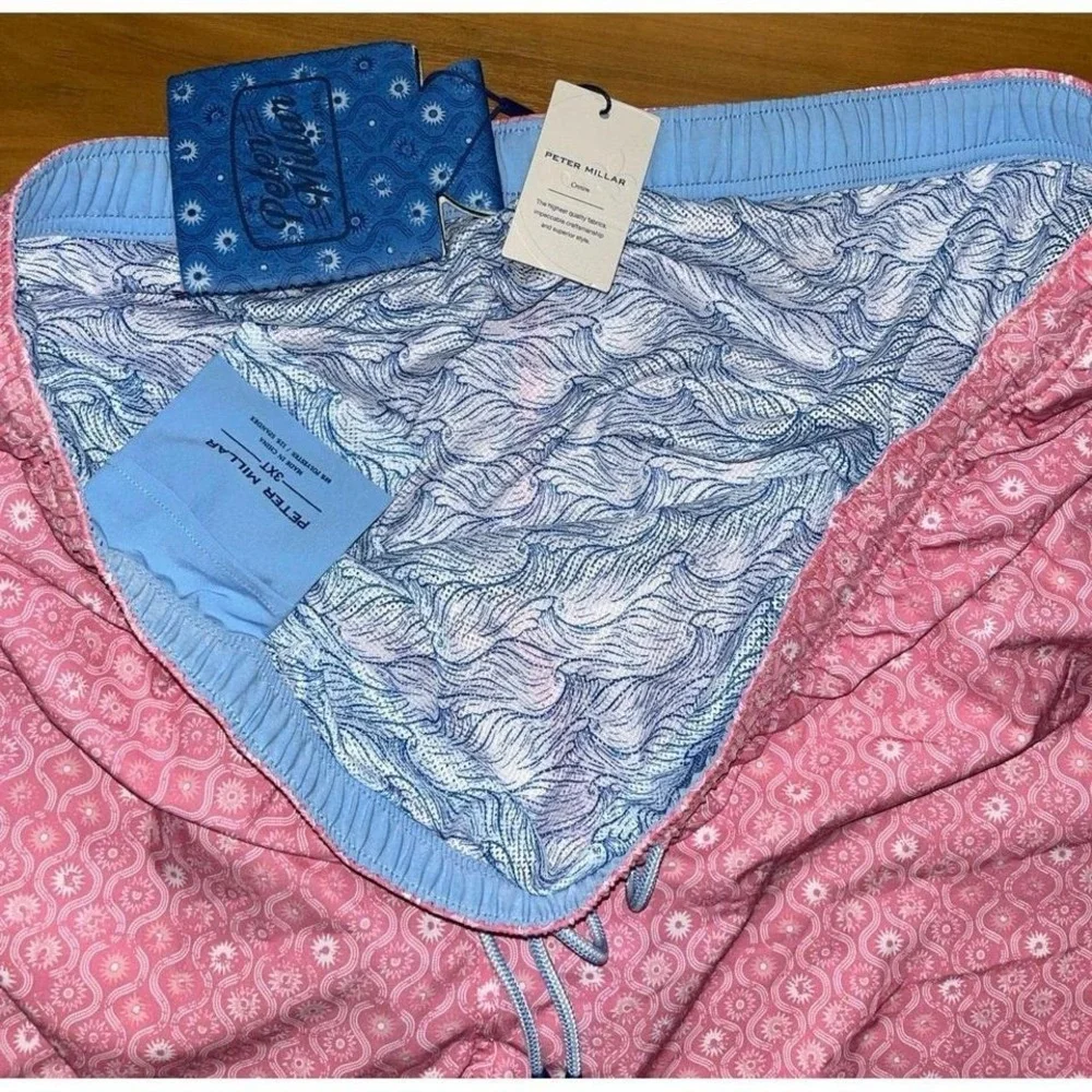 Peter Millar Pink Patterned Men's Swim Trunks - Picture 5 of 6